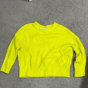 Zara Neon Yellow Crew Neck Sweater
